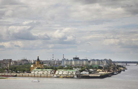 Merger of Oka and Volga rivers in Nizhny Novgorod. Russia