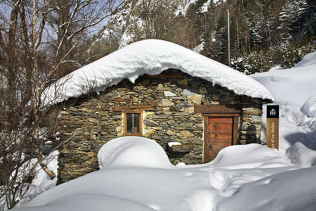 Mola del Mas d en Soler in la Cortinada. Andorraのeditorial素材