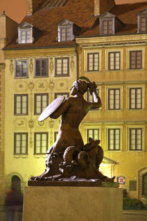 Mermaid of Warsaw at market square in Warsaw. Polandのeditorial素材