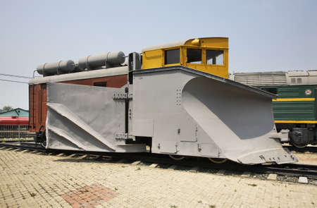 Snowblower in railway museum. Yuzhno-Sakhalinsk. Sakhalin island. Russiaのeditorial素材