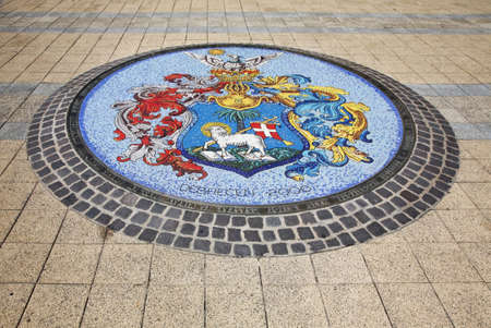 Blazon on Kossuth square in Debrecen. Hungaryのeditorial素材