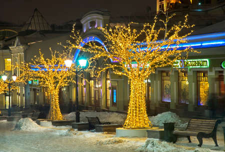 Holiday decorations of Kuznetsky Most street in Moscow. Russiaのeditorial素材