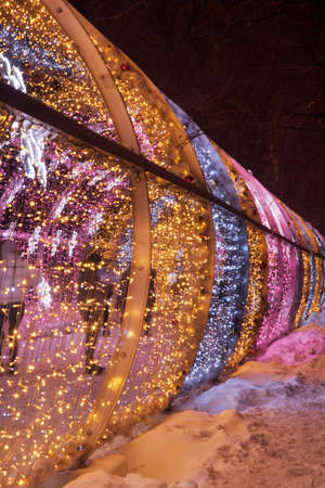 Light tunnel at Tverskoy boulevard in Moscow. Russiaのeditorial素材