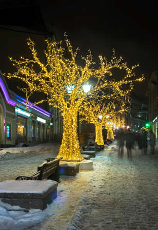 Holiday decorations of Kuznetsky Most street in Moscow. Russiaのeditorial素材