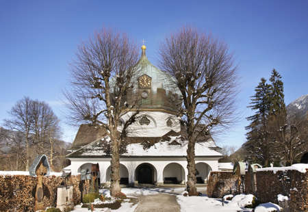 Church at cemetery Partenkirchen in Garmisch-Partenkirchen. Bavaria. Germany
