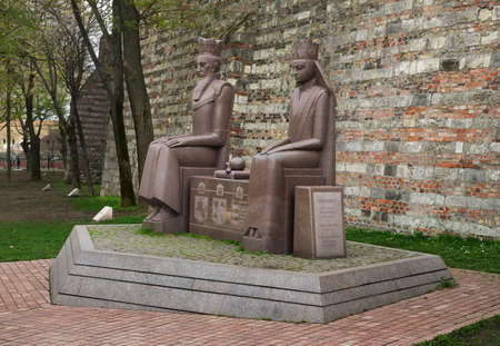 Monument to polish king Wladyslaw Jagiello and queen Jadwiga in Budapest. Hungary