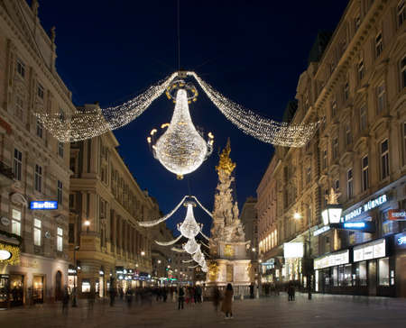 Holiday decorations of Graben street in Vienna. Austriaのeditorial素材