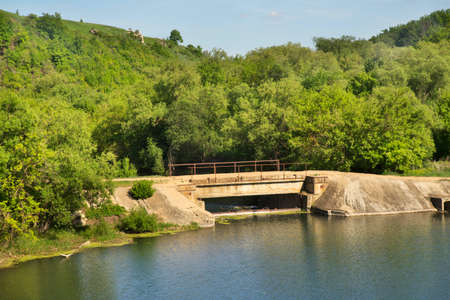 Dam at Vorgol river near Yelets, Lipetsk region, Russia.