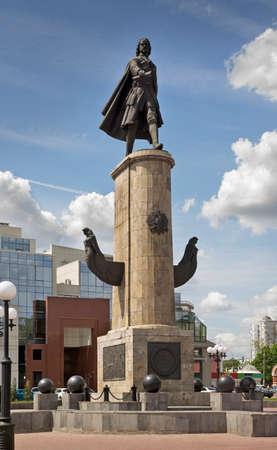 Monument to Peter First at Peter Great square in Lipetsk. Russiaのeditorial素材
