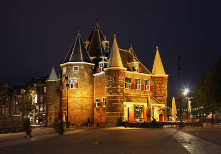 De Waag - old scales at Nieuwmarkt square in Amsterdam. Netherlandsのeditorial素材