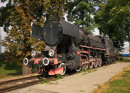 Old locomotive at railway station in Jablonowo Pomorskie.  Poland