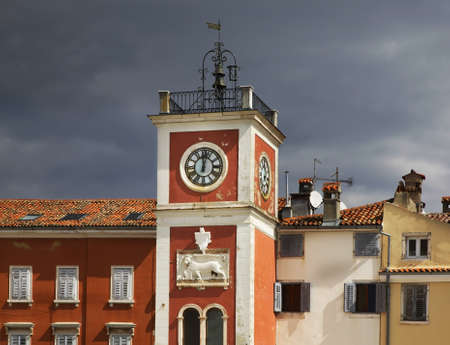 Clock tower on the Tito square in  Rovinj. Istria. Croatia.のeditorial素材