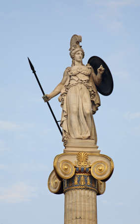 Monument to Athena near main building of Academy of Athens. Greeceのeditorial素材