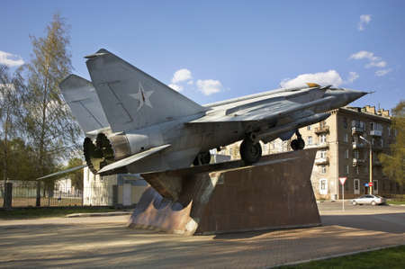 Plane MIG  25 monument in Dubna. Russia