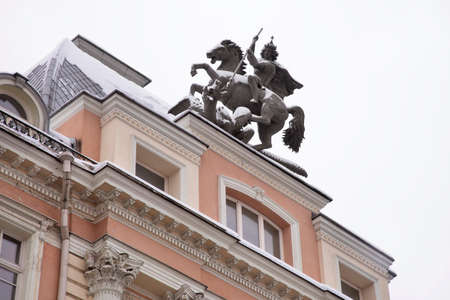 Sculpture of St. George at Gediminas avenue 20 in Vilnius. Lithuania