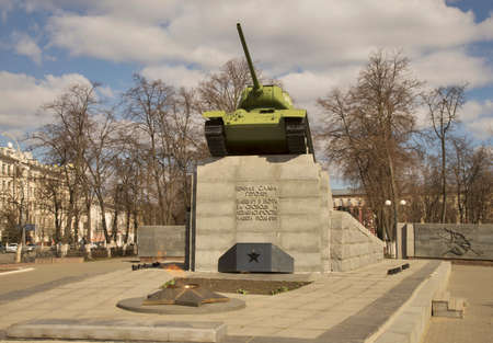 Monument to liberators of city at Square of Tankers in Oryol (Orel). Russiaのeditorial素材