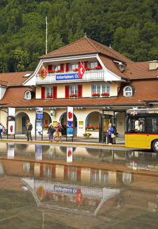 Railway station in Interlaken. Switzerlandのeditorial素材