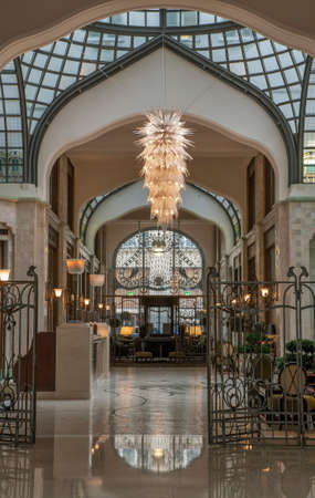 Four Seasons Hotel Budapest Gresham Palace (Gresham-palota) in Budapest. Hungaryのeditorial素材