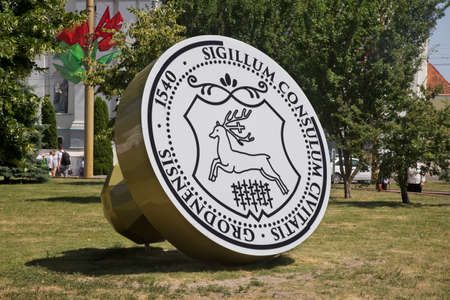 Rubber stamp at Soviet square in Grodno. Belarusのeditorial素材