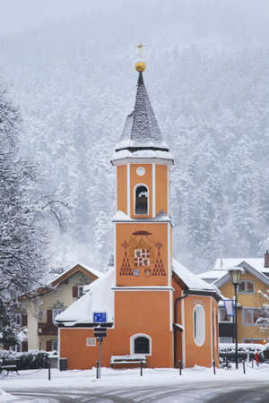 Church of St. Sebastian in Garmisch-Partenkirchen. Bavaria. Germanyのeditorial素材