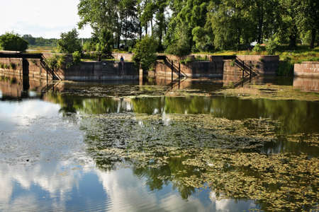 Old gateway at Ladoga canal. Shlisselburg. Leningrad oblast. Russiaのeditorial素材
