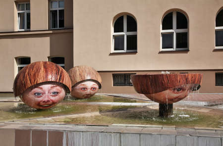 Fountain at alley of Leon Schiller in Lodz. Polandのeditorial素材