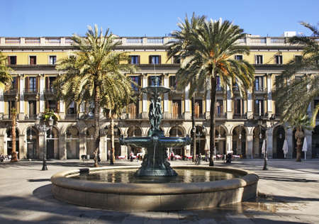 Placa Reial - Royal Plaza in Barcelona. Spainのeditorial素材