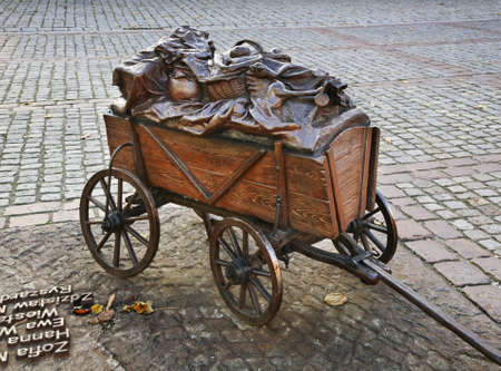 Junk truck at new Market Square in Torun.  Polandのeditorial素材