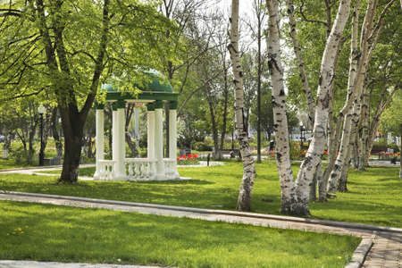 Chekhov square  in Yuzhno-Sakhalinsk. Sakhalin island. Russiaの写真素材