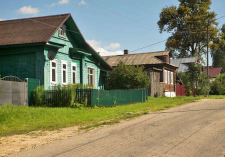 Old building foundation at historical settlement in Staritsa. Tver Oblast. Russiaの写真素材