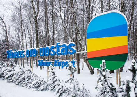 Vilnius international airport sign. Lithuaniaのeditorial素材