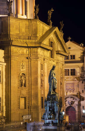 Statue of King Charles in front of S. Francis of Assisi church in Prague. Czech Republicのeditorial素材