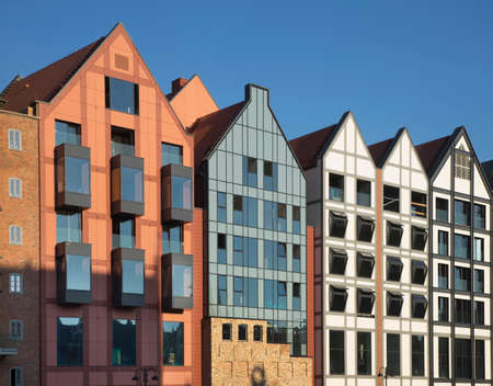 Modern houses at Chmielna street in Gdansk. Poland