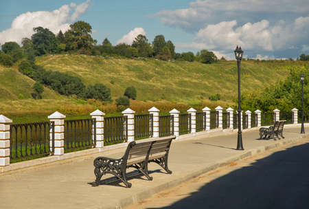 Embankment in Staritsa. Tver Oblast. Russiaの写真素材