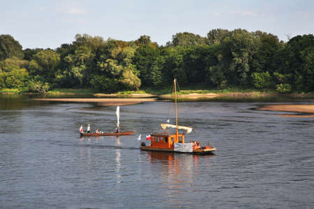 Boats at Vistula river in Torun. Polandのeditorial素材