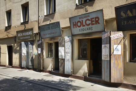 Historical Szeroka (wide) street in Kazimierz. Krakow. Polandのeditorial素材