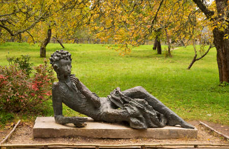 Mikhaylovskoye - State museum-reserve of Alexander Pushkin. Monument to Alexander Pushkin. Pskov oblast. Russiaのeditorial素材