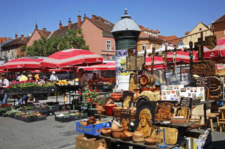 City market square in Zagreb. Croatiaのeditorial素材