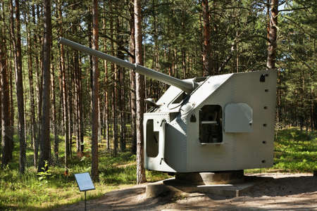 Ship cannon in Museum of Coastal Defense of Hel near Hel town. Hel Peninsula. Poland