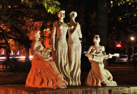 Ishkhneli sisters memorial at Central park in Kutaisi. Imereti Province. Georgiaのeditorial素材