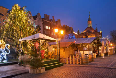 Holiday decorations of Coal Market (Targ Weglowy) square in Gdansk. Poland