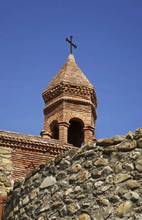 Building wall of church of St. Stephen in Sighnaghi.の写真素材