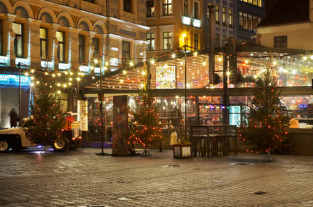 Christmas decoration of Livu square in Riga. Latviaのeditorial素材