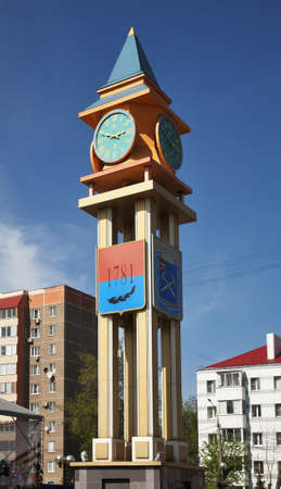 Clock tower on Generations square in Podolsk. Russia