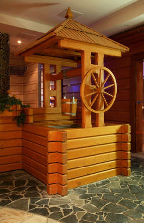 Draw-well at Wellness and spa of thermal park Besenova at Ruzomberok district. Zilina region. Slovakiaのeditorial素材