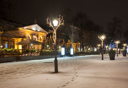 Christmas decoration of Esplanadi park in Helsinki. Finlandの写真素材