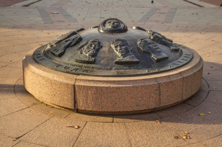 Monument to manned flight into space on April 12.1961 at Gagarin boulevard in Bryansk. Russiaのeditorial素材