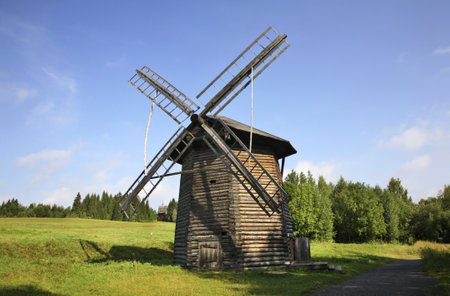 Windmill in Khokhlovka. Perm krai. Russia.の写真素材