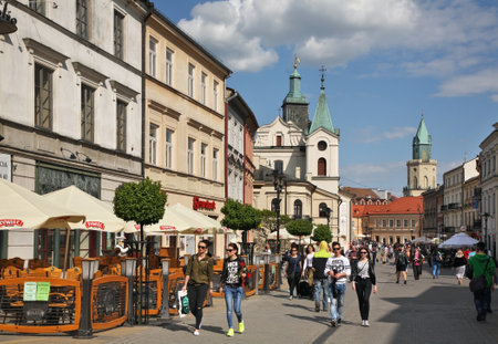 Krakow suburb (Krakowskie Przedmiescie) street in Lublin. Polandのeditorial素材