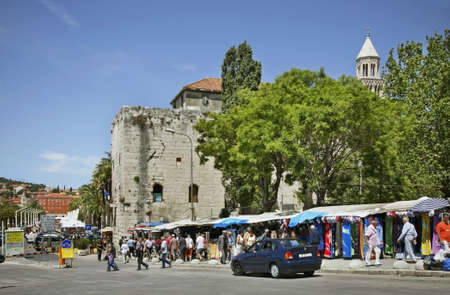 Market street in Split. Croatiaのeditorial素材